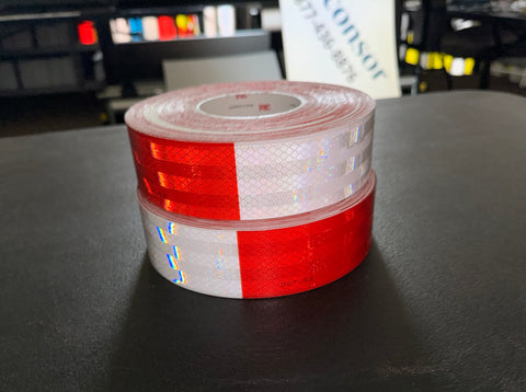 3M™ 983 DOT C2 Red/White Conspicuity Tape (7/11-6/6-Solid White) Several Widths