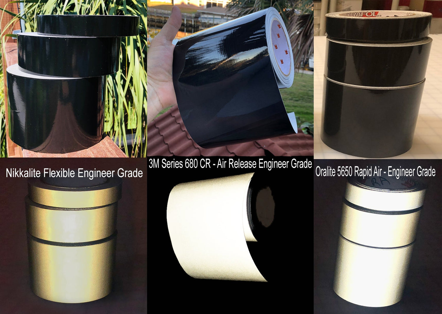 Black Reflective Tape (3 Grades) - Bright, Brighter, Brightest