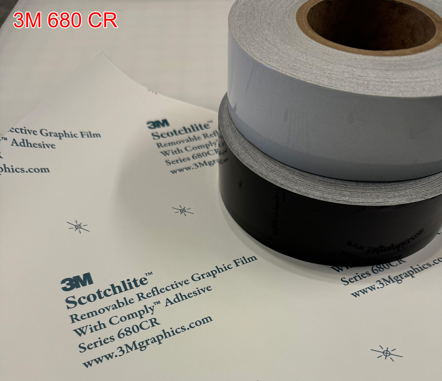 3M™ 680 CR Conformable Air Release Engineer Grade Reflective Tape (Black or White) – White, Black