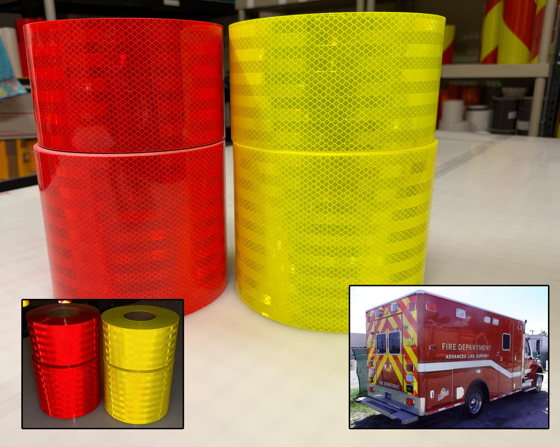 3M™ Diamond Grade 983 Reflective Conspicuity Tape Rolls - Lime , Red , White , Yellow – White, Yellow