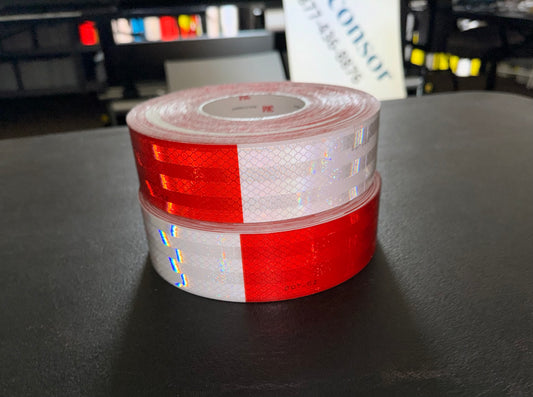 3M™ 983 DOT C2 Red/White Conspicuity Tape (7/11-6/6-Red-White) Several Widths – White, Red