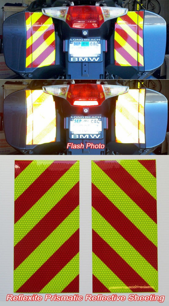 Motor Cycle Reflective Chevron Panels - Left & Right - Multiple Colors - Oralite – Reflective