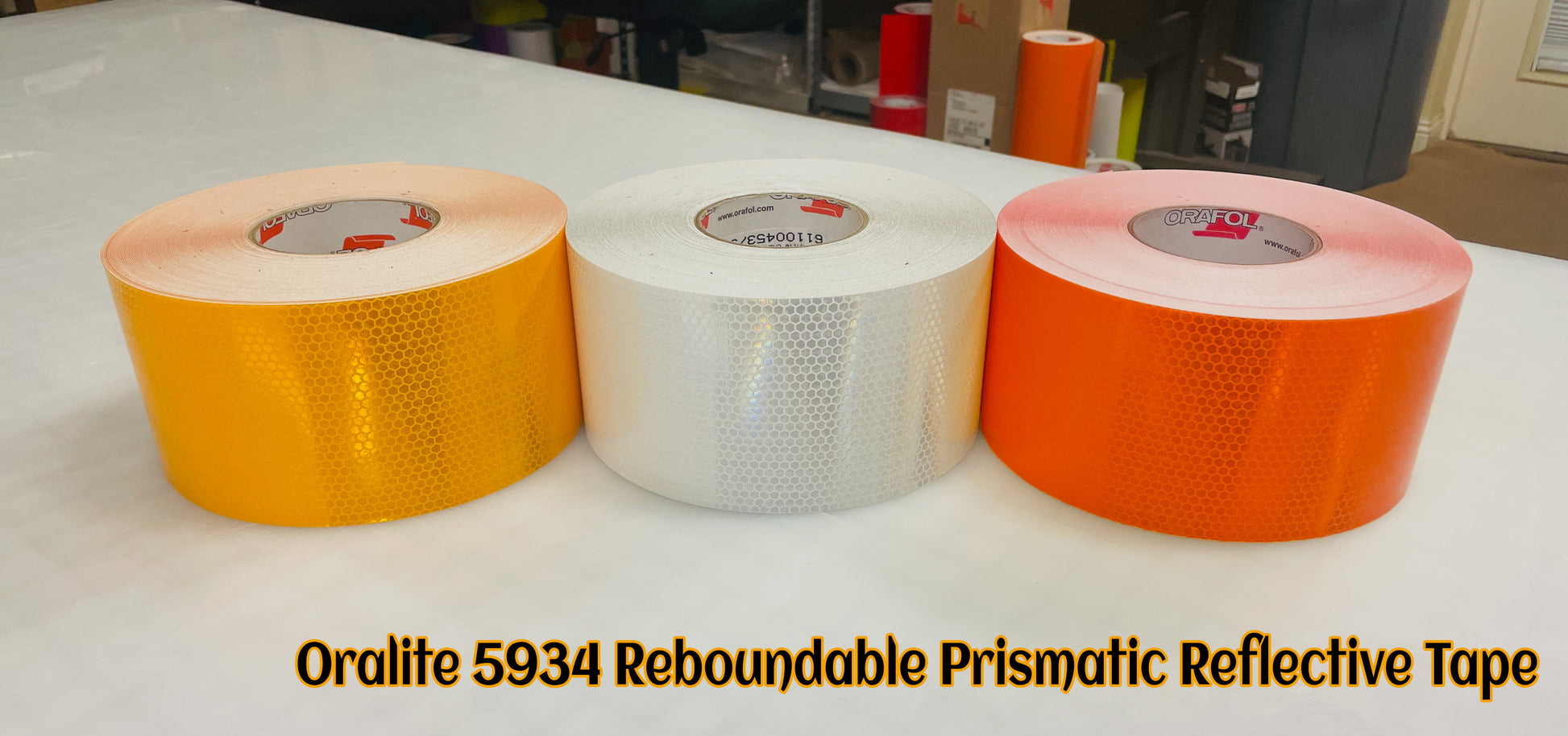 ORALITE 5934 Channelizer, Barricade, Road Barrel and Delineation Retro Reflective Sheeting - 4" Rolls – Reflective