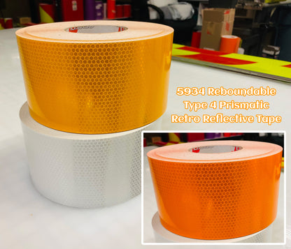 ORALITE 5934 Channelizer, Barricade, Road Barrel and Delineation Retro Reflective Sheeting - 4" Rolls – Reflective
