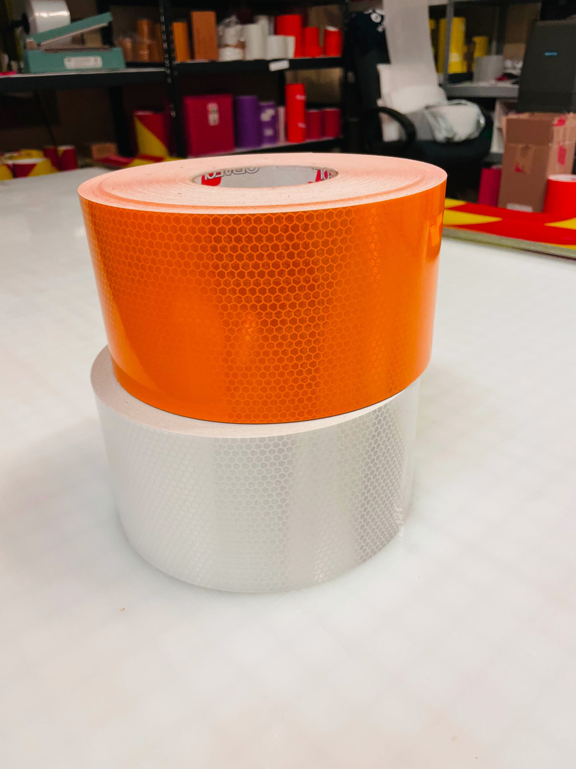ORALITE 5934 Channelizer, Barricade, Road Barrel and Delineation Retro Reflective Sheeting - 4" Rolls – Orange, Reflective