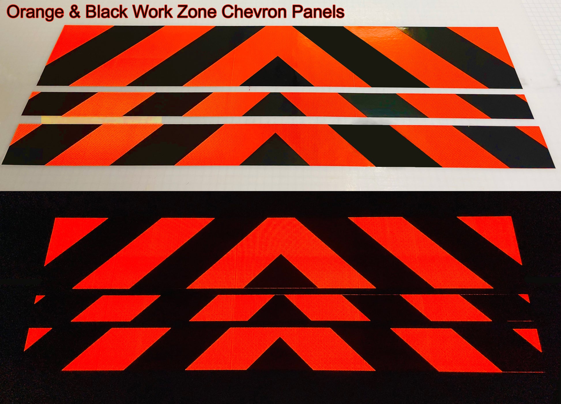Work Zone Reflective Chevron Panels - (Fluorescent Orange & Black) - (White & Orange) - Oralite – White, Orange