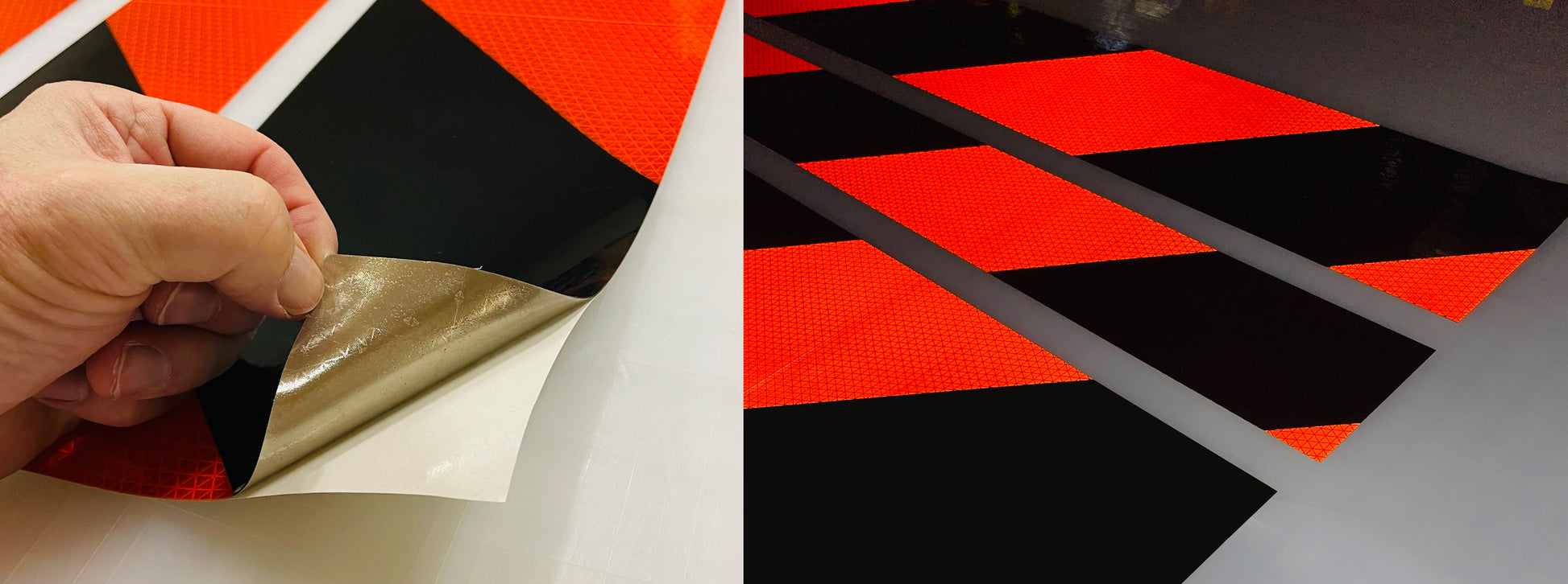 Work Zone Reflective Chevron Panels - (Fluorescent Orange & Black) - (White & Orange) - Oralite – White, Orange