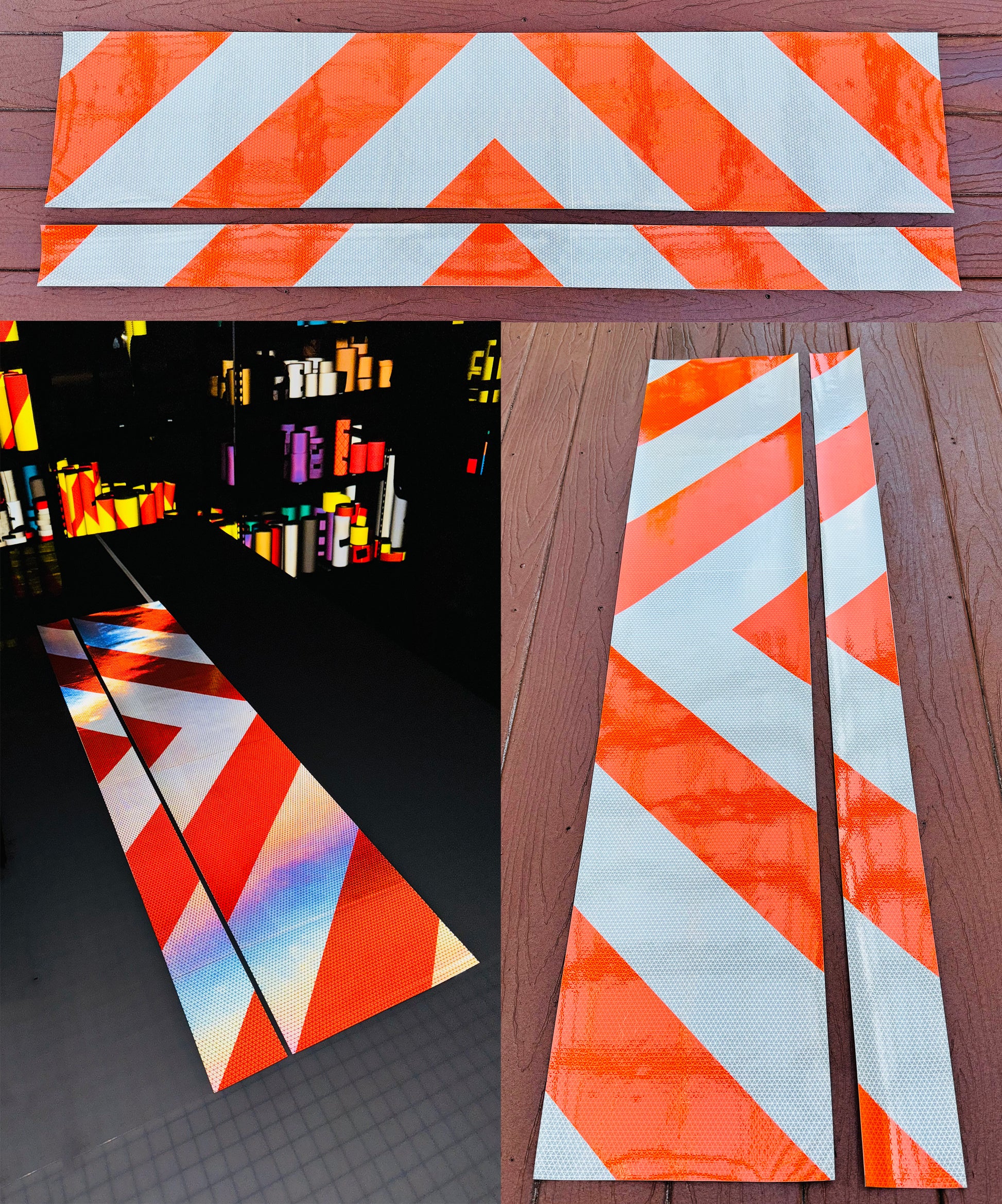 Work Zone Reflective Chevron Panels - (Fluorescent Orange & Black) - (White & Orange) - Oralite – White, Orange