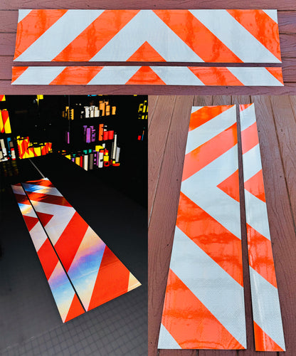 Work Zone Reflective Chevron Panels - (Fluorescent Orange & Black) - (White & Orange) - Oralite – White, Orange