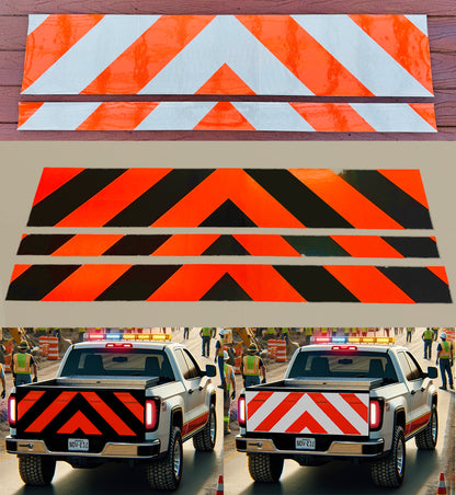 Work Zone Reflective Chevron Panels - (Fluorescent Orange & Black) - (White & Orange) - Oralite – White, Orange