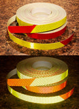 One Inch Lime Yellow Red Striped Reflective Tape