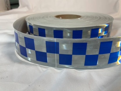 GP800 - 2" Checker Reflective Garment Trim - 30' or 100' - Sew On - Oralite – Blue