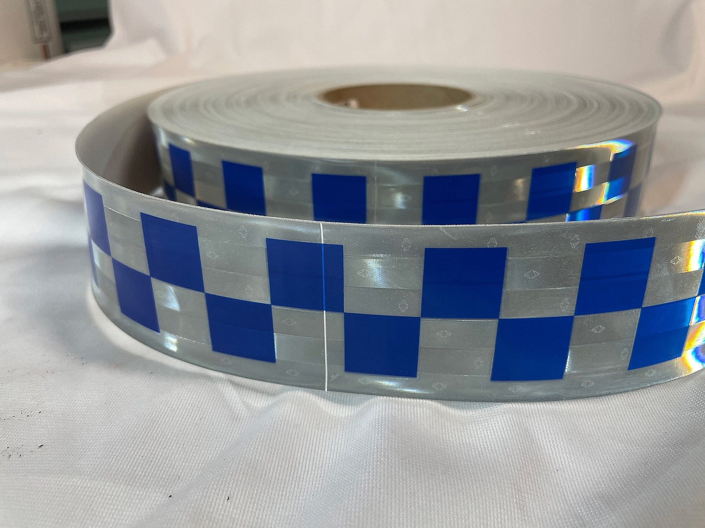 GP800 - 2" Checker Reflective Garment Trim - BY THE FOOT - Sew On - Oralite – Blue