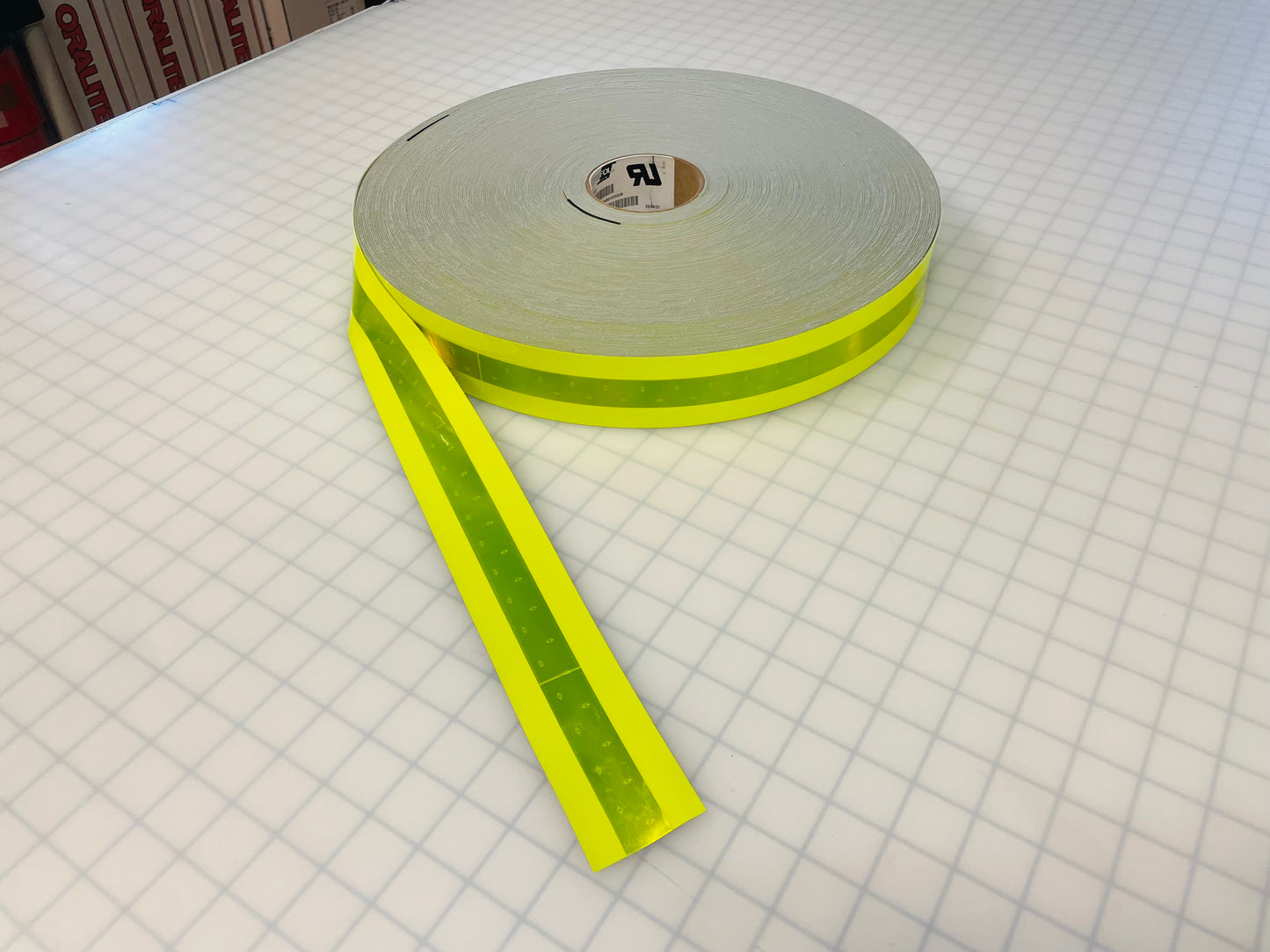 FTP-2550-TO/TL : 2" Orange or Lime Fire Trim with Reflective Center Stripe - 30' & 100'