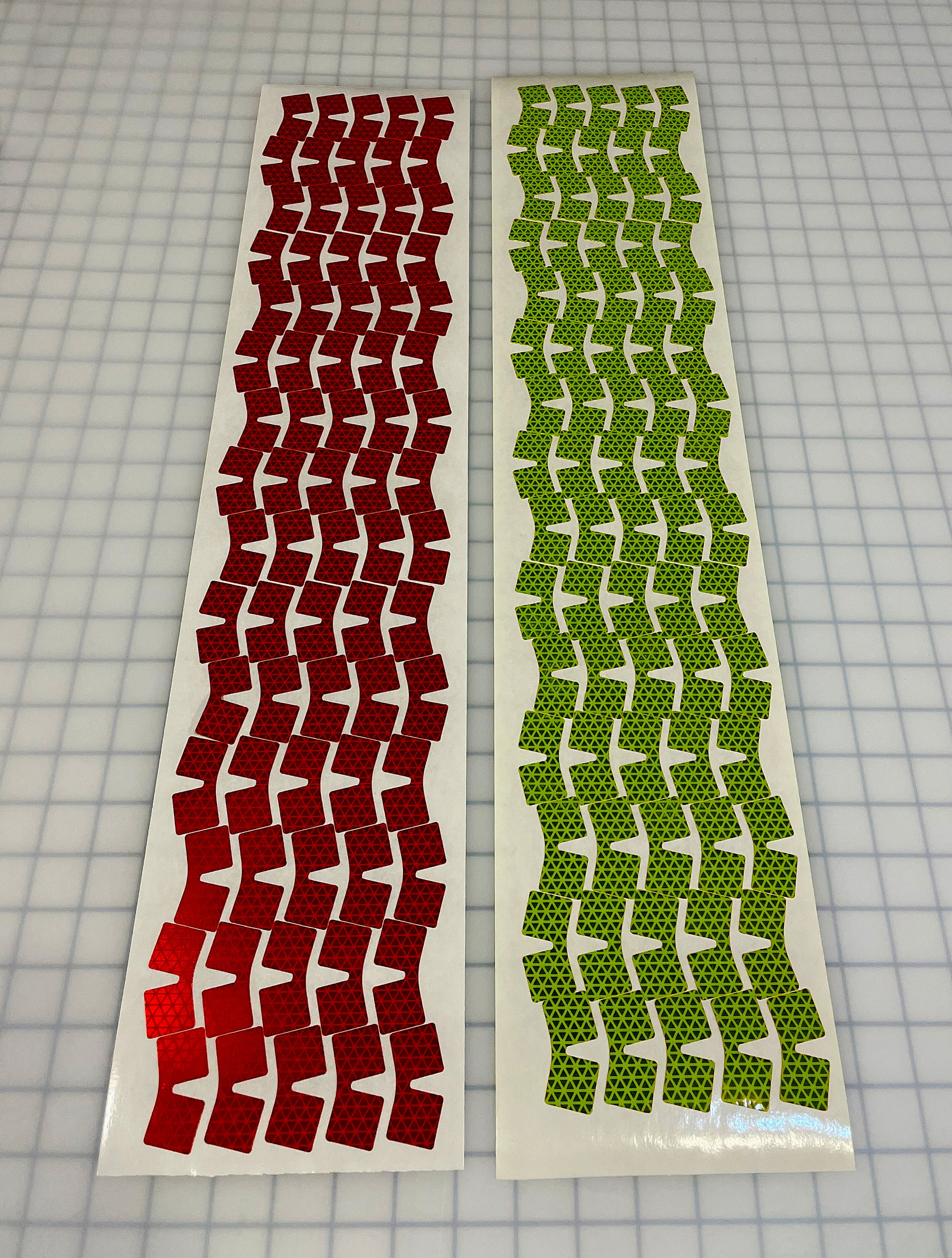 Reflective Diamond Plate Tabs - Peel & Stick - Lime & Red - NFPA 1901 – Red, Lime