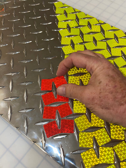 Reflective Diamond Plate Tabs - Peel & Stick - Lime & Red - NFPA 1901 – Red, Lime