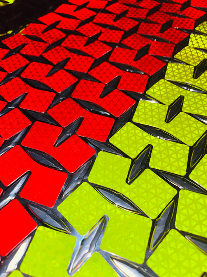 Reflective Diamond Plate Tabs - Peel & Stick - Lime & Red - NFPA 1901 – Red, Lime