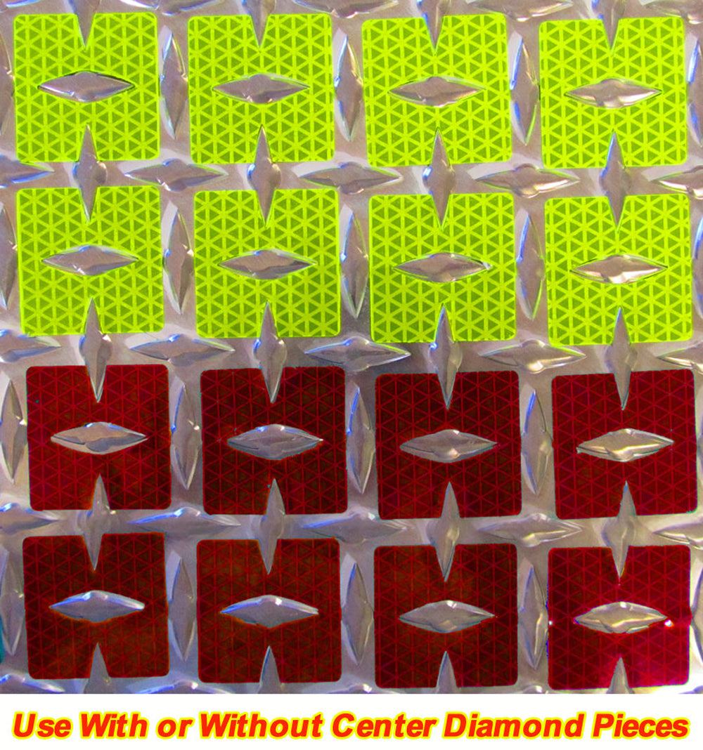 Reflective Overlays for Diamond Plate - Peel & Stick - Lime & Red - NFPA 1901