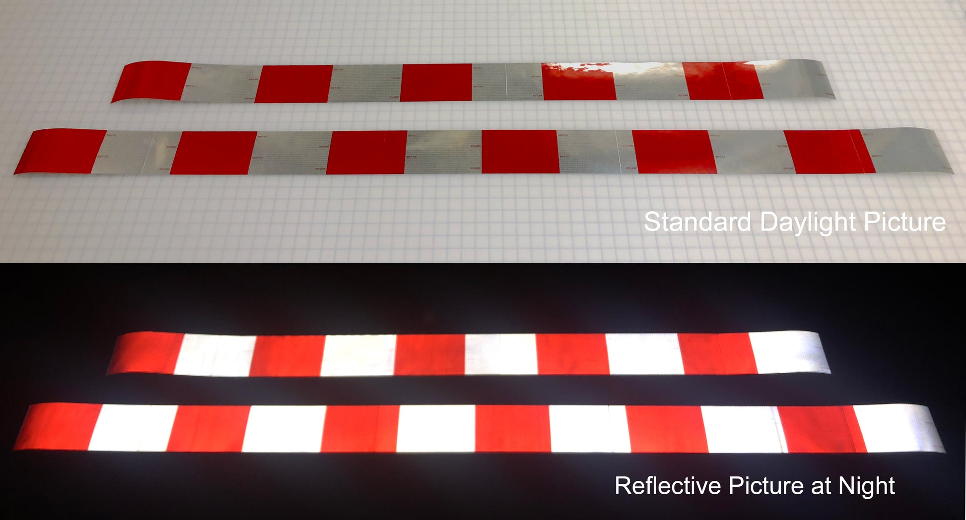 Red/White Block Reflective Panels - DOT Approved - Peel & Stick – White, Red