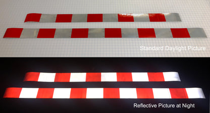 Red/White Block Reflective Panels - DOT Approved - Peel & Stick – White, Red