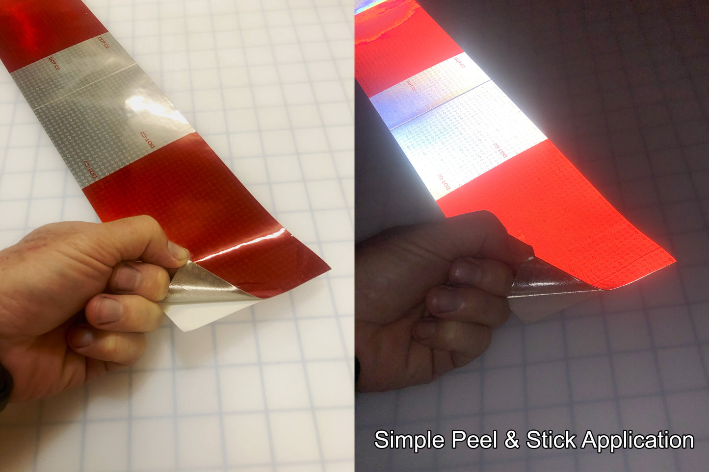 Red/White Block Reflective Panels - DOT Approved - Peel & Stick – White, Red