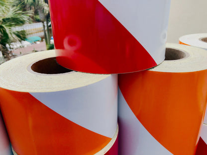 Striped Barricade Tape - Reflective ENGINEER Grade Type 1 - (150 Foot Rolls)