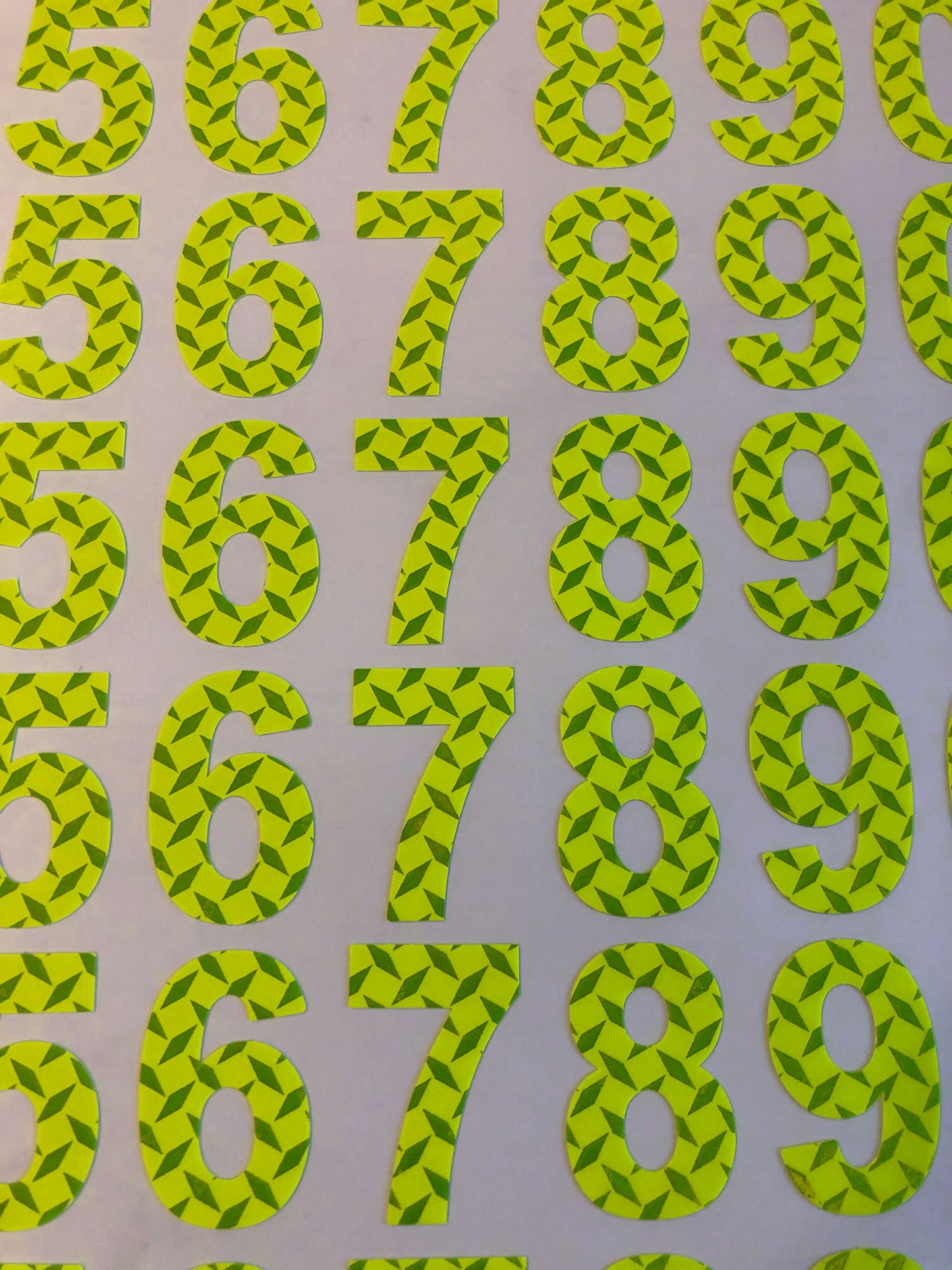 Oralite Fire Resistant NFPA Self Adhesive Reflective Numbers - 2" Tall Lime – Lime, Reflective
