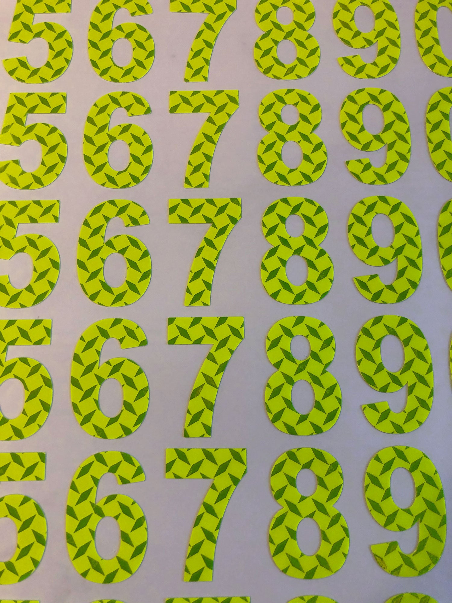 Oralite Fire Resistant NFPA Self Adhesive Reflective Numbers - 2" Tall Lime – Lime, Reflective