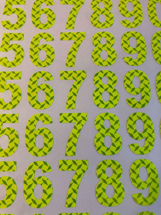 Oralite Fire Resistant NFPA Self Adhesive Reflective Numbers - 2" Tall Lime – Lime, Reflective