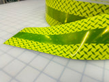 FTP-2575S : 3" Diamond Plate "With Stripe" Fire Retardant Trim - BY THE FOOT - NFPA Lime