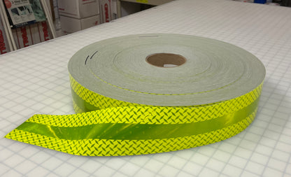 FTP-2575S : 3" Diamond Plate "With Stripe" Fire Retardant Trim - BY THE FOOT - NFPA Lime