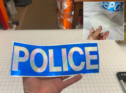 GP801 - "POLICE" Logo - Sew On Prismatic Reflective Garment Panels 4" - Oralite – Reflective