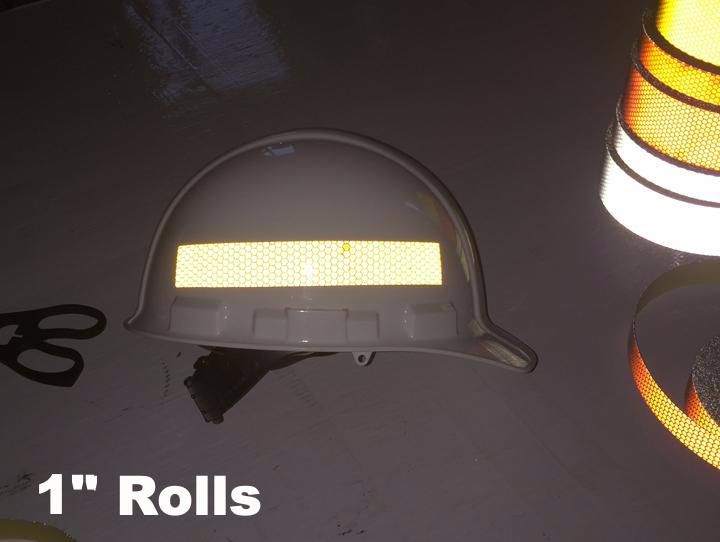 Reflective Hard Hat - 1" (Stretchable) High Intensity Tape - 30' & 150' Rolls