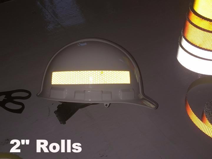 Reflective Hard Hat - 2" (Stretchable) High Intensity Tape - 30' & 150' Rolls