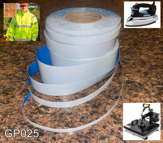 GP025 - Reflective Heat Transfer Garment Trim - 30' , 100' & 328' Rolls - Oralite