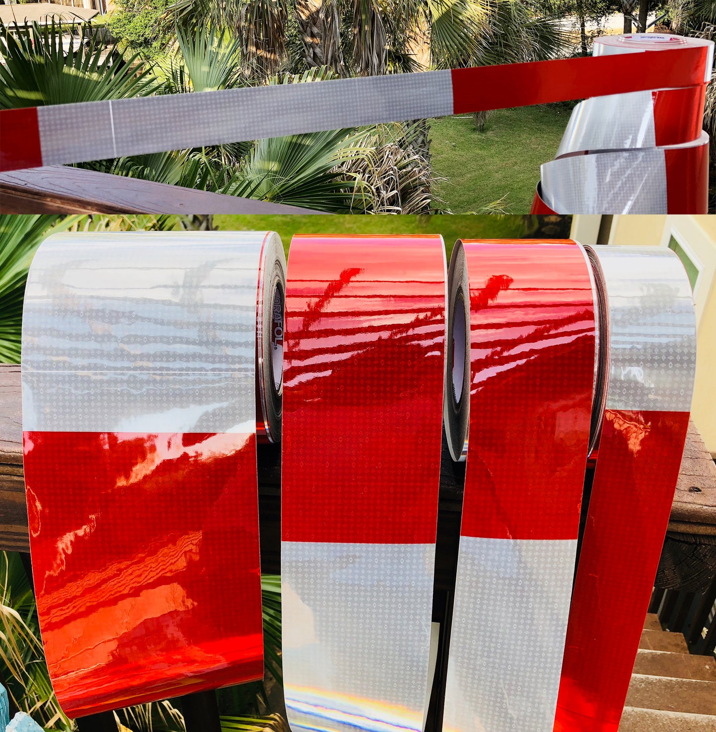 Oralite RGA (Rail Gate Arm) Tape - Red & White 16/16 Block Pattern – White, Red