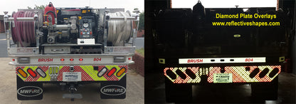 Reflective Overlays for Diamond Plate - Peel & Stick - Lime & Red - NFPA 1901
