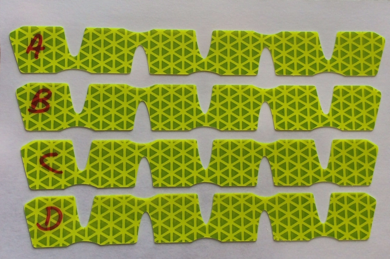 Reflective Chevron Strips for Diamond Plate - Peel & Stick - Lime & Red – Red, Lime