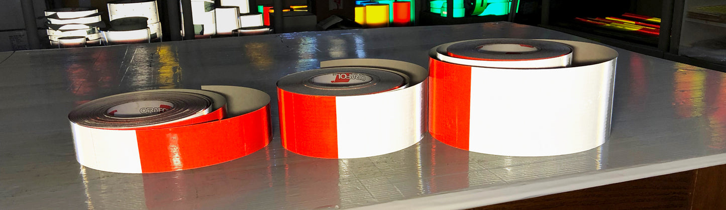Oralite RGA (Rail Gate Arm) Tape - Red & White 16/16 Block Pattern – White, Red