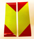 Small Reflective Chevron Panels - Self Adhesive - Lime & Red (Pair-Left & Right)