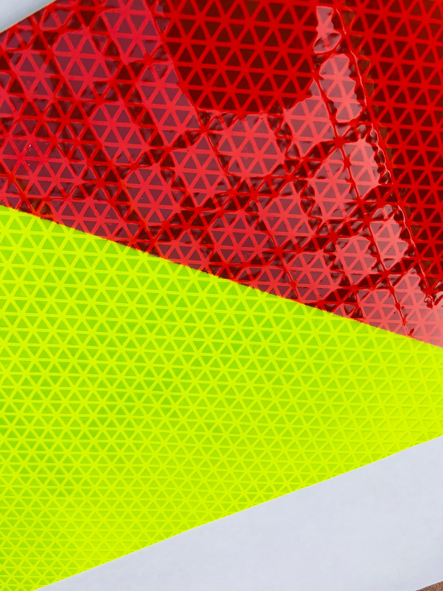 Small Reflective Chevron Panels - Self Adhesive - Lime & Red (Pair-Left & Right)