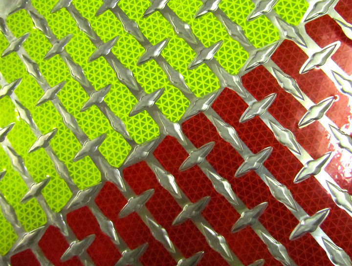 Reflective Chevron Strips for Diamond Plate - Peel & Stick - Lime & Red – Red, Lime