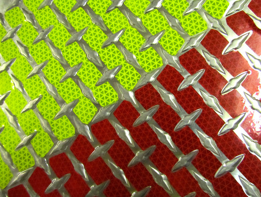 Reflective Chevron Strips for Diamond Plate - Peel & Stick - Lime & Red – Red, Lime