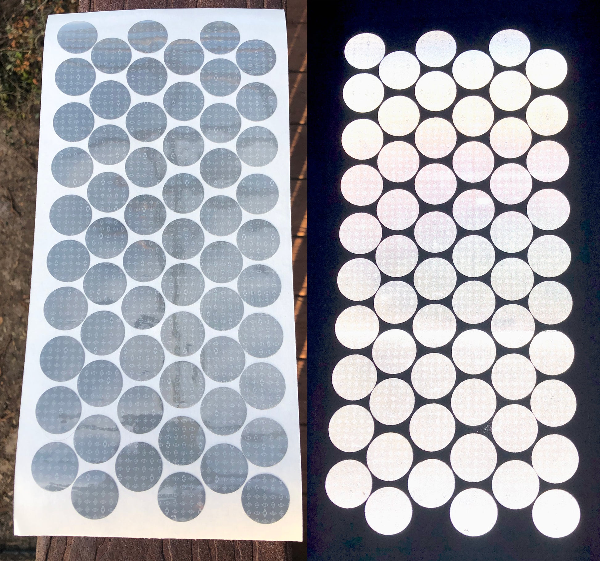 white v82 reflective oralite dots 1 inch