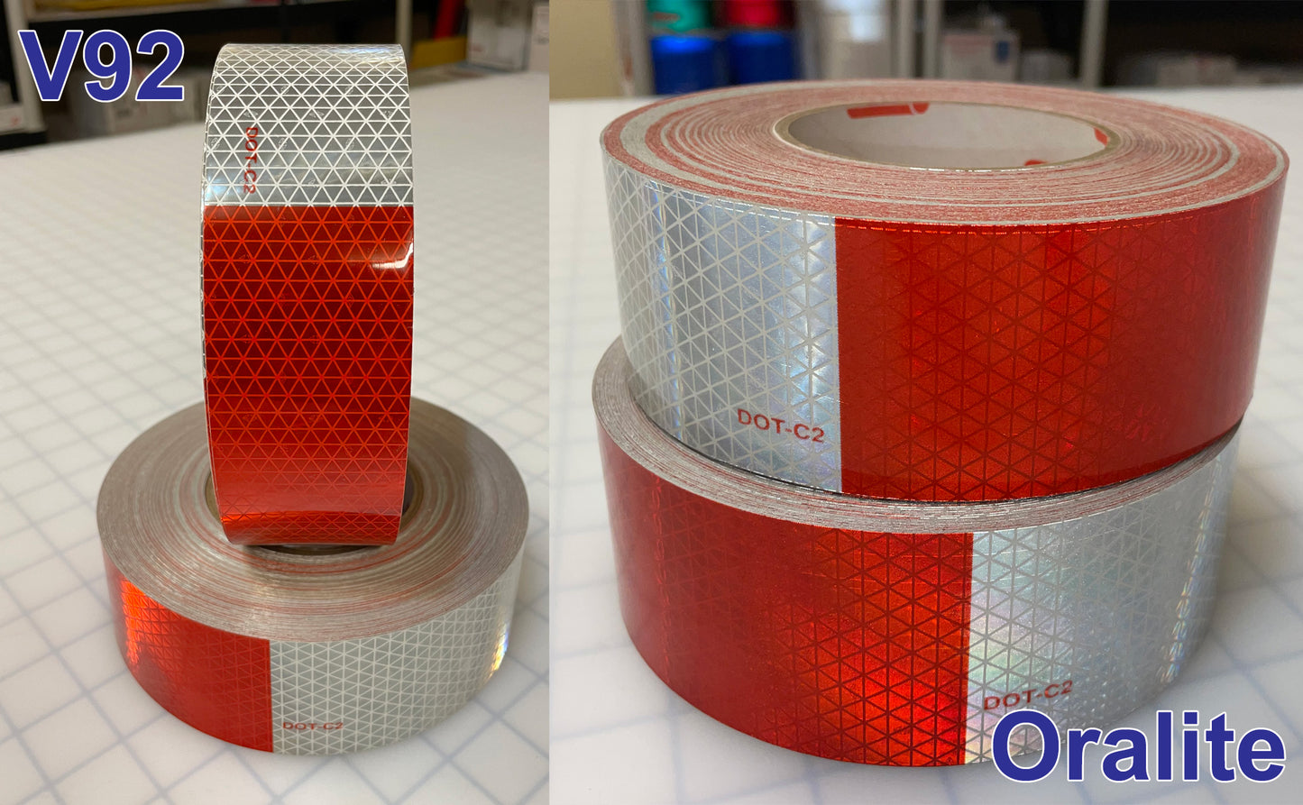 Oralite V92 DOT - 2" Rolls - 6/6 Pattern Red/White & Solid White